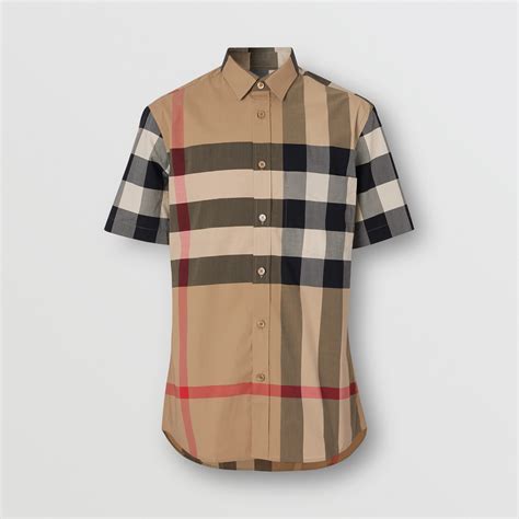burberry check stretch cotton poplin shirt
